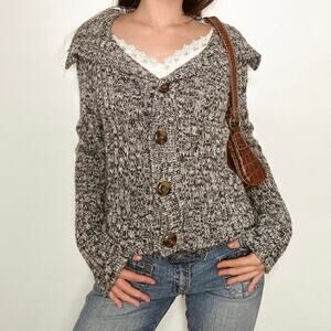 Y2k energie gray and black knit cardigan